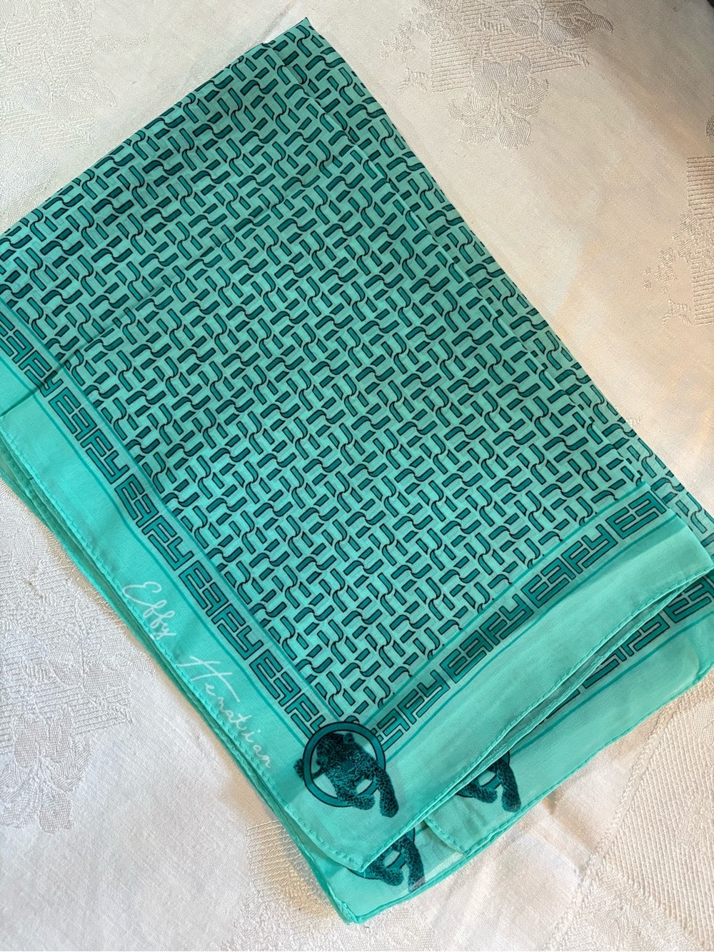 Effy HemationTurquoise Geometric Pattern Scarf